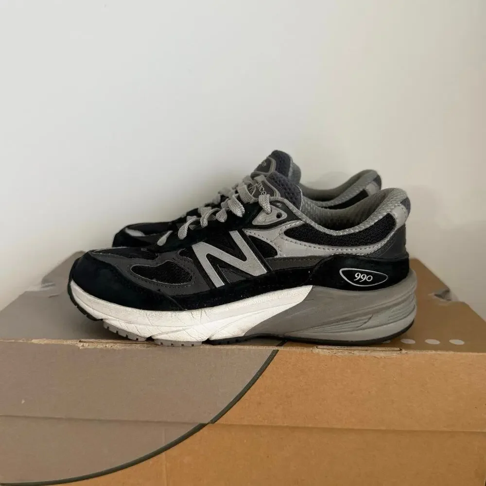 New Balance 990 V6 Grey/Black Kids Sneakers - SZ 2 Y - Picture 4 of 15